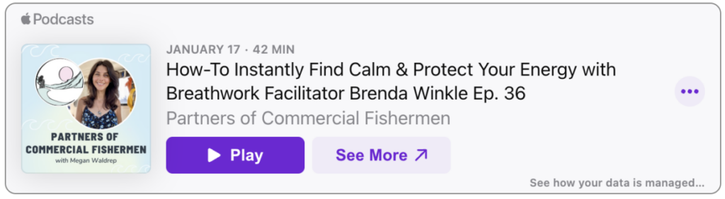 Breath Work Facilitator Brenda Winkle on the Partners of Commercial Fishermen Podcast